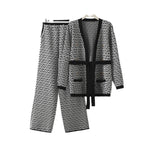 Damen lässiges Strick-Loungewear-Set mit geometrischem Muster R&B