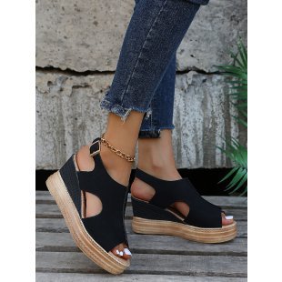 Damen Wedge-Sandalen mit offener Ferse und geschmackvollem Riemendesign R&B
