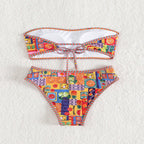 Damen Bikini-Set mit bandeau Oberteil und hohem Beinausschnitt R&B