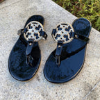 Damen Flip-Flops mit elegantem Logo-Applikation R&B