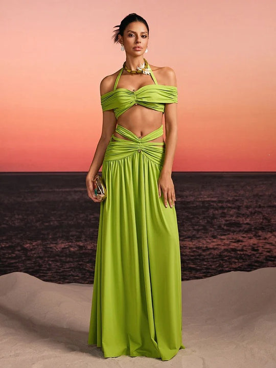 Damen Maxi-Kleid mit raffiniertem Cut-Out und dekorativem Drapierung R&B