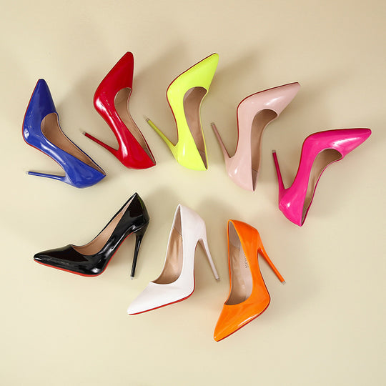 Damen elegante Stiletto-Pumps mit hohem Absatz und glänzendem Finish R&B