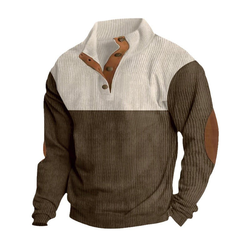 Sweatshirt Herren sportlich mit Stehkragen und Knopfdetails
