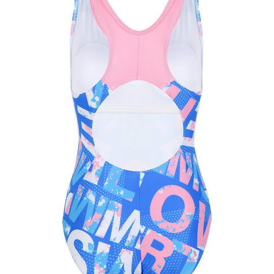 Damen Einteiliger Sportbadeanzug mit grafischem Print R&B