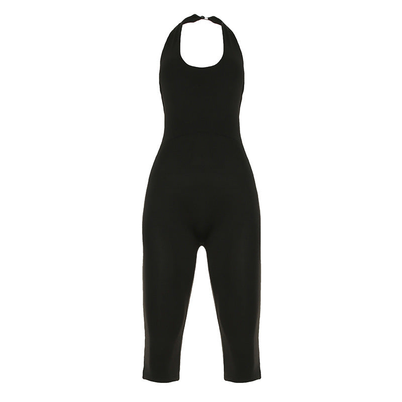 Damen körperbetonter Jumpsuit mit tiefem Rückenausschnitt und reinem Design R&B