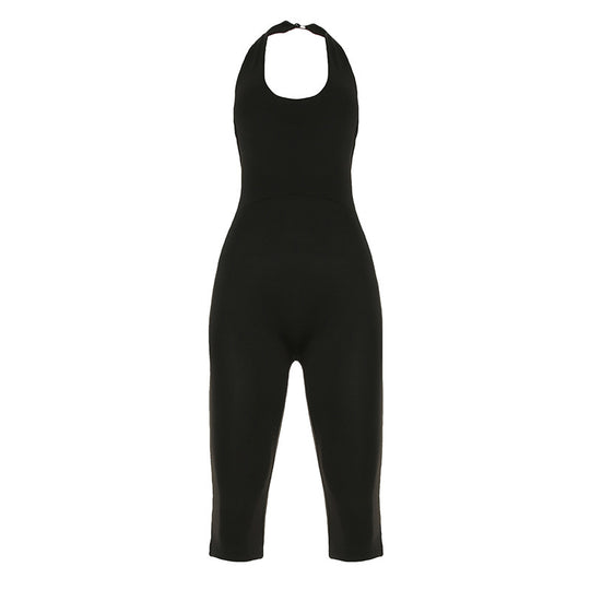 Damen körperbetonter Jumpsuit mit tiefem Rückenausschnitt und reinem Design R&B