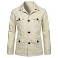 Herren nan Utility-Jacke aus Leinen mit vier aufgesetzten Taschen und taillierter Silhouette R&B