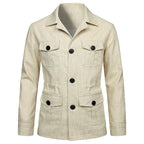 Herren nan Utility-Jacke aus Leinen mit vier aufgesetzten Taschen und taillierter Silhouette R&B