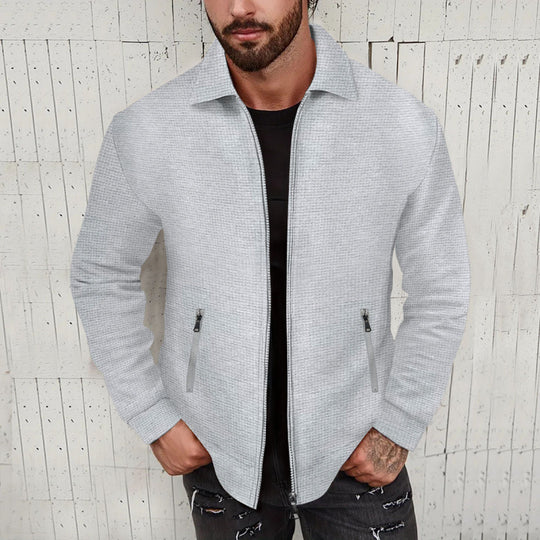 Herren modische Sweatjacke mit strukturierter Oberfläche und praktischen Reißverschlusstaschen R&B