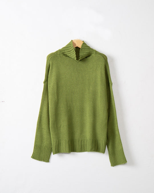 Damen hochgeschlossener Strickpullover mit strukturiertem Design R&B