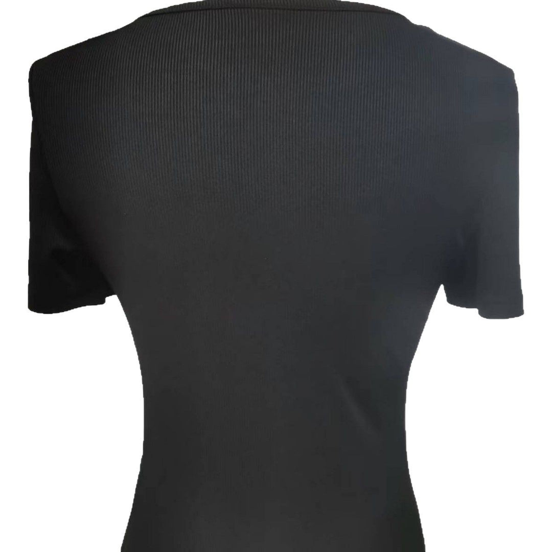 Damen Kurzarm Shirt mit dekorativen Knopfdetails R&B