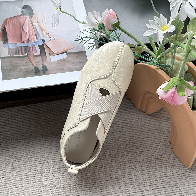 Damen elegante und bequeme Ballerinas mit raffinierter Gummizug-Ästhetik R&B
