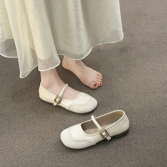 Damen elegante Ballerinas mit modischer Schnallenverzierung R&B