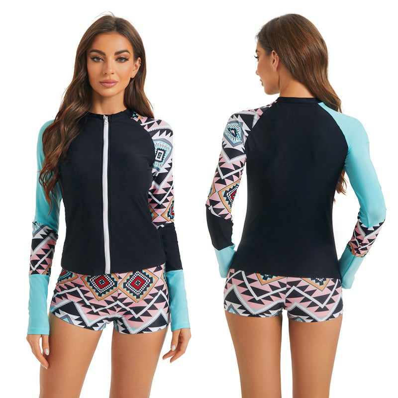 Damen Rashguard-Oberteil mit sportlichem Design und grafischem Print R&B