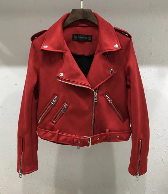Damen Bikerjacke aus hochwertigem Wildleder mit stilvollen Reißverschlussdetails R&B