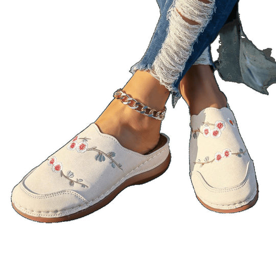 Damen geschlossene Clogs mit floralem Design und komfortablem Fußbett R&B