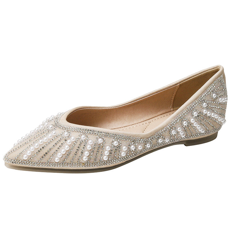 Damen Ballerinas mit funkelnden Perlen- und Strassdetails