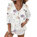 Damen Lässiges Blusenshirt mit floralem Druck und Knopfverschluss R&B
