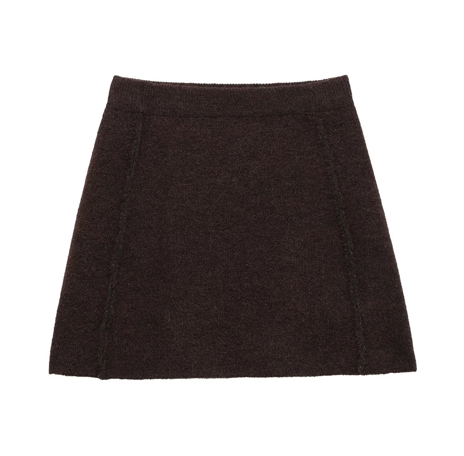 Damen eleganter, kurzer Strickrock mit hohem Bund und seitlichen Nähten