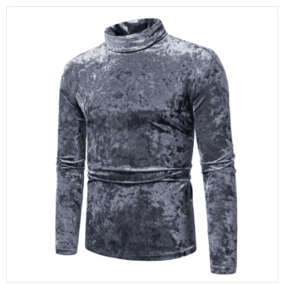 Herren eleganter Rollkragenpullover aus luxuriösem Samtstoff R&B