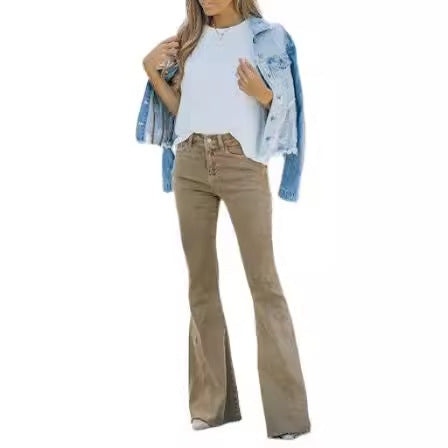 Damen Hoch geschnittene Bootcut Jeans R&B