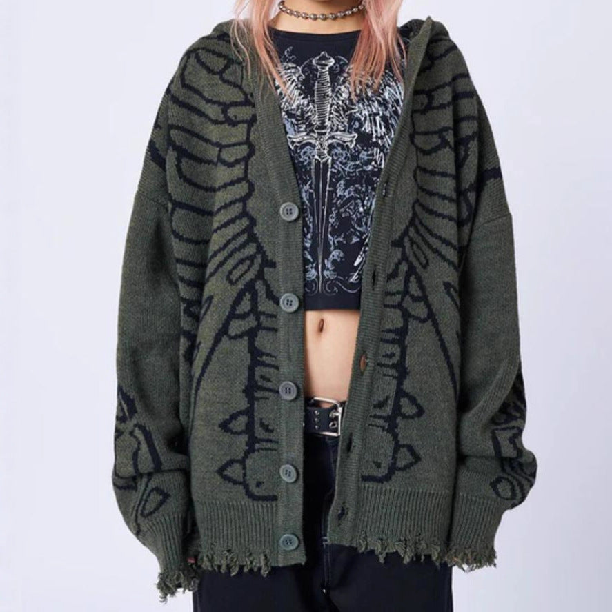 Damen Großer Kapuzenpulli mit auffälligem Grafikumhang und unkonventionellem Schnitt R&B