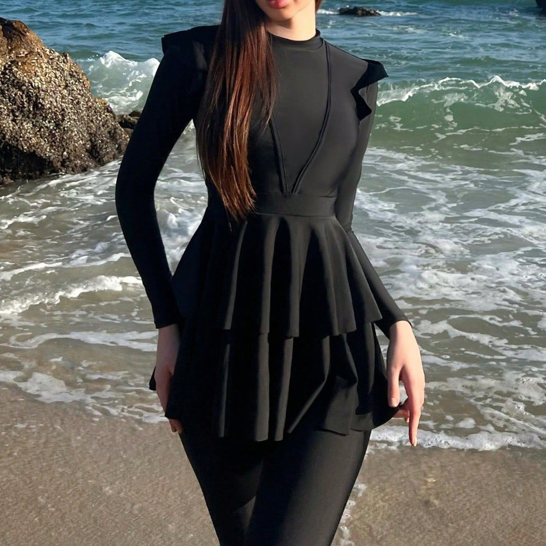 Damen modischer Schwimmanzug mit Rüschendetails R&B