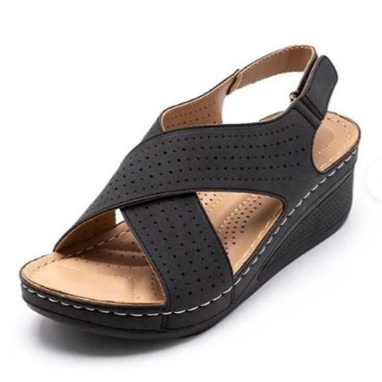 Damen Wedge-Sandalen mit durchbrochenem Design und verstellbarem Riemen R&B