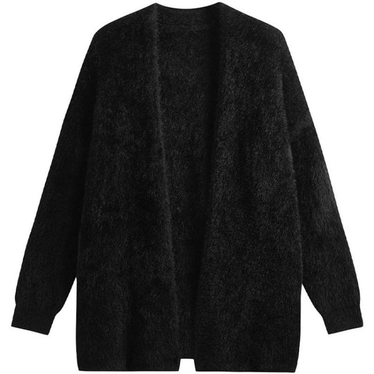 Damen oversized Strickjacke aus weichem Fleece mit offenem Schnitt R&B