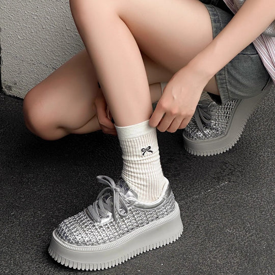 Damen Sportliche Sneaker mit atmungsaktivem Netzdesign und komfortabler Plateau-Sohle R&B