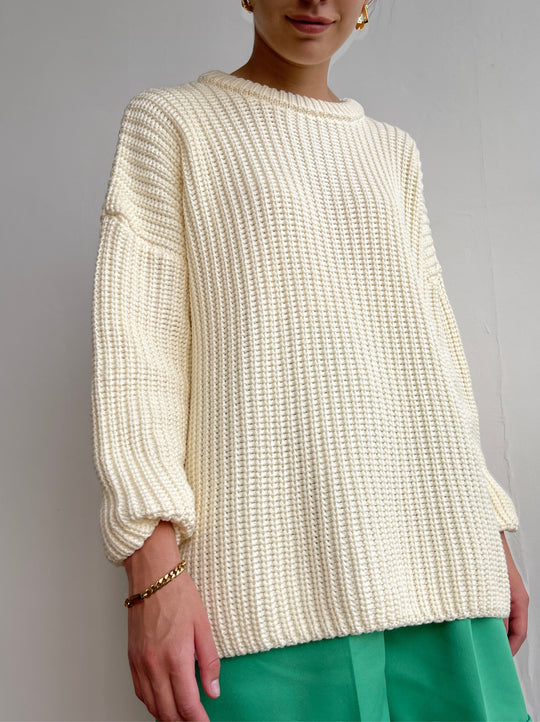 Damen lässiger Strickpullover mit strukturierter Mascheninterpretation und weitem Schnitt R&B