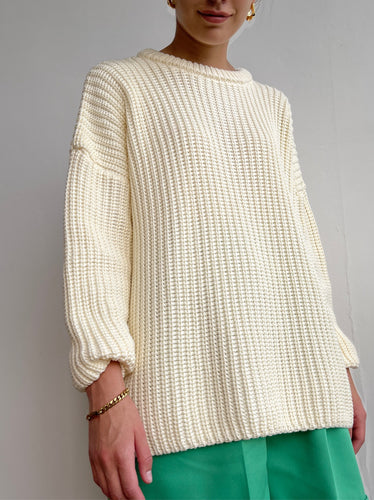 Damen lässiger Strickpullover mit strukturierter Mascheninterpretation und weitem Schnitt R&B