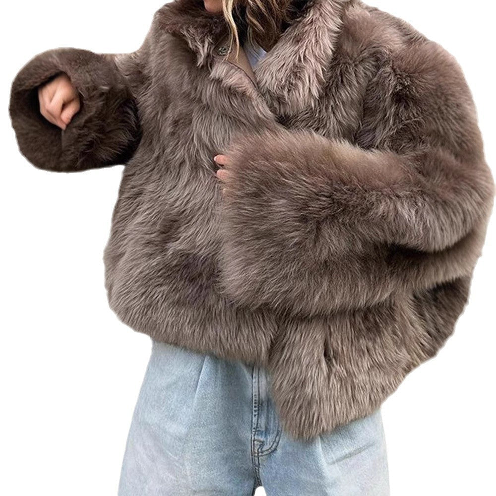 Damen Kunstfelljacke mit hochschließendem Kragen und luxuriösem Design R&B