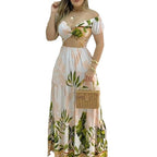 Damen Maxikleid mit floralem Cut-Out Design und Puffärmeln R&B