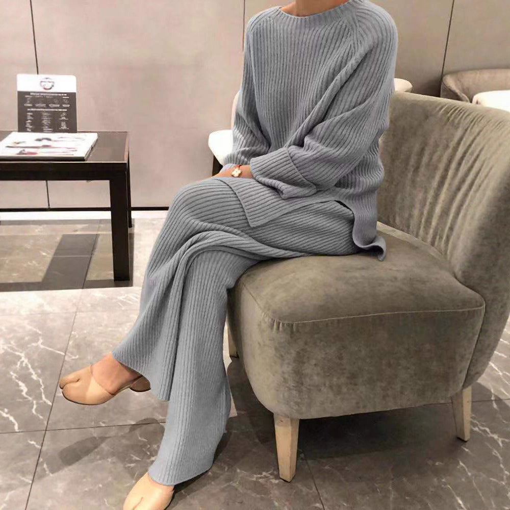 Damen gemütlicher Strickanzug im modernen Rippdesign R&B