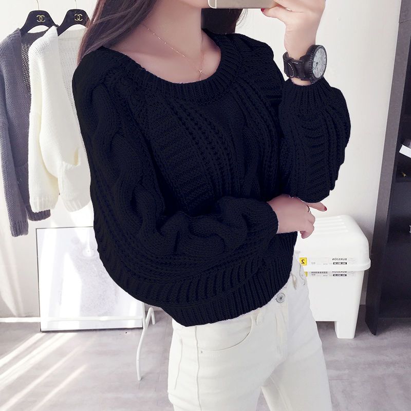 Damen Grobstrickpullover mit voluminösen Ärmeln und Zopfmuster R&B