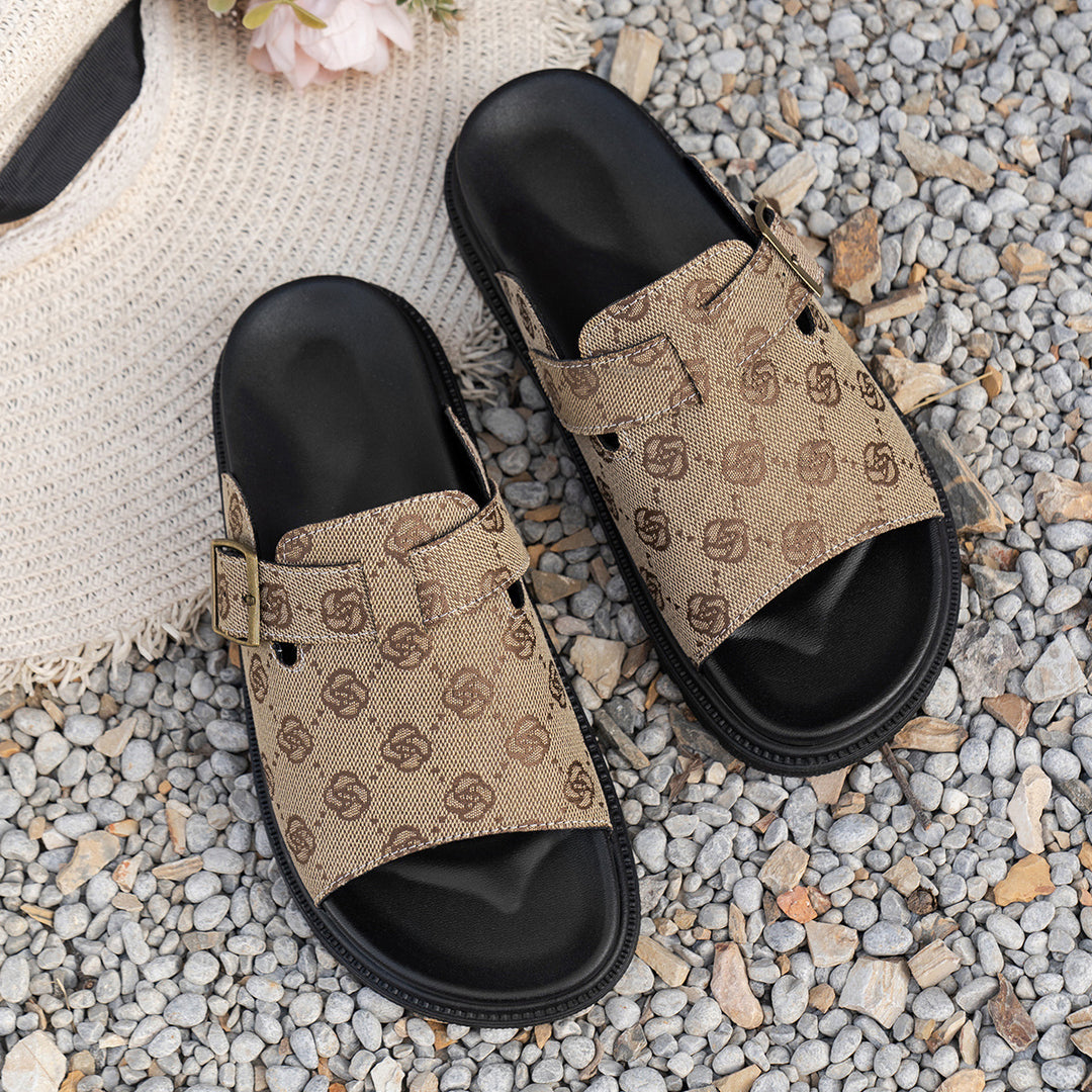 Damen Komfortable Slide-Sandalen mit modischem Riemendesign R&B
