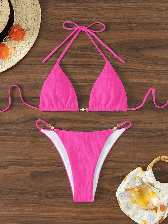 Damen Triangel-Bikini mit modischen Schnürdetails und eleganten Akzenten R&B