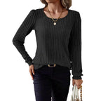Damen Gestreifter Pullover mit Puffärmeln R&B