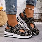 Damen Sportliche Sandaletten mit floralem Schnitt und rutschfester Sohle R&B