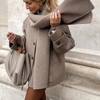 Damen modische Wolljacke mit oversized Schnitt und elegantem Revers R&B