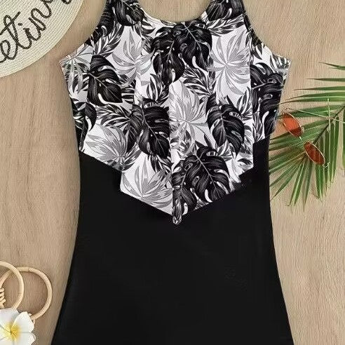 Damen Einteiliger Badeanzug mit floralem Oberteil R&B