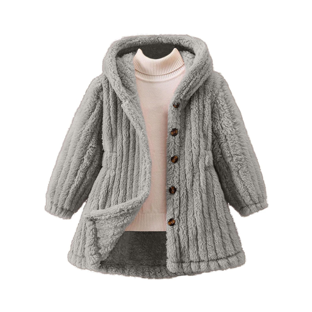 Damen Kuschelige Teddyjacke mit Kapuze und Knopfverschluss R&B