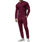 Herren modisches Freizeit-Set mit strukturiertem Langarmshirt und passenden Jogginghosen R&B