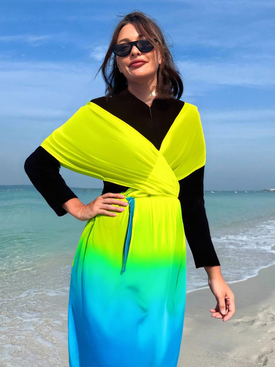 Damen Strandkleid mit Wickel- und Farbverlauf R&B