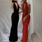 Damen Elegantes Abendkleid mit schimmerndem tiefem V-Ausschnitt und figurschmeichelnder Silhouette R&B