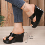 Damen platform-pantoletten mit verstellbarem Riemendesign und rutschfester Sohle