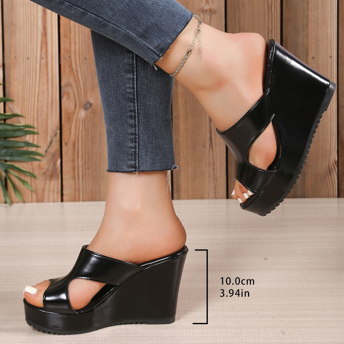Damen platform-pantoletten mit verstellbarem Riemendesign und rutschfester Sohle