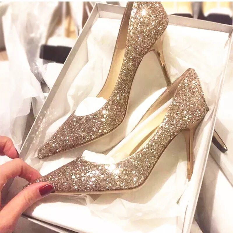 Damen Glitzernde High-Heel Pumps mit elegantem spitzen Design R&B