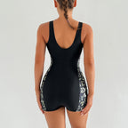 Damen sportlicher Schwimmanzug mit grafischen Akzenten R&B